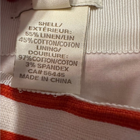 J. Crew Pencil Skirt Size 4 Linen Blend Red White Striped Lined Back Slit(g - Picture 8 of 11